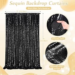 Black Sequin Backdrop Curtain 7ft x 7ft Glitter