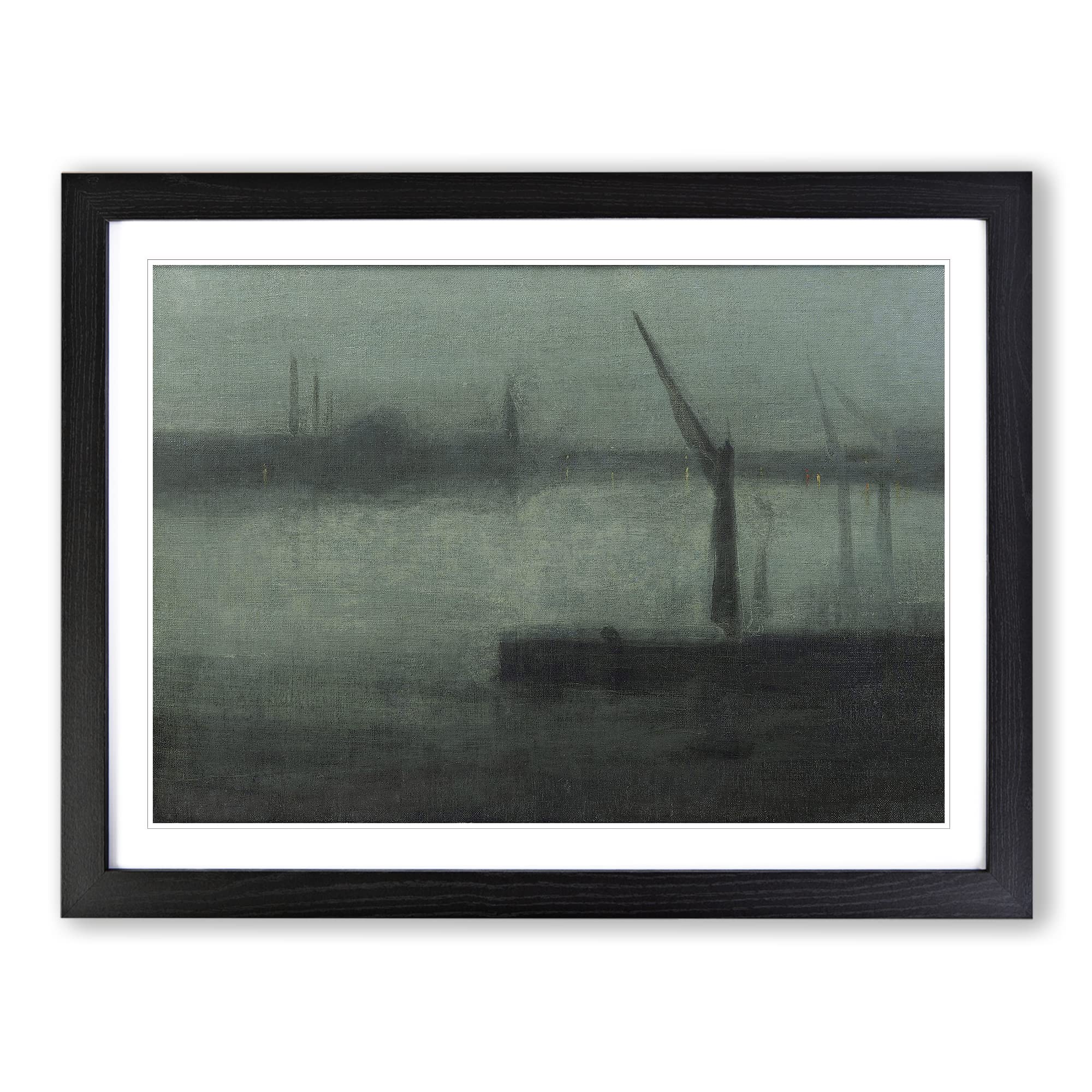 James McNeill Whistler Nocturne Blue and Silver Classic Painting Framed Print | A4 Black Framed Wall Art | Ready to Hang | Classic Historical Picture | Living Room Bedroom Lounge Office
