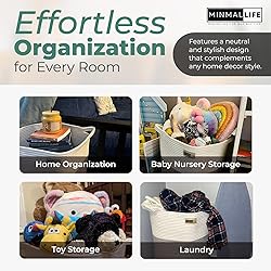 Minmallife Cotton Rope Basket for Storage with