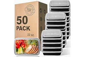 WGCC Meal Prep Containers, 32OZ 50 Pack Extra-thick Food Storage Containers with Lids, Plastic Microwavable Bento Box Reusable Storage Lunch Boxes BPA Free, Stackable, Dishwasher/Freezer Safe