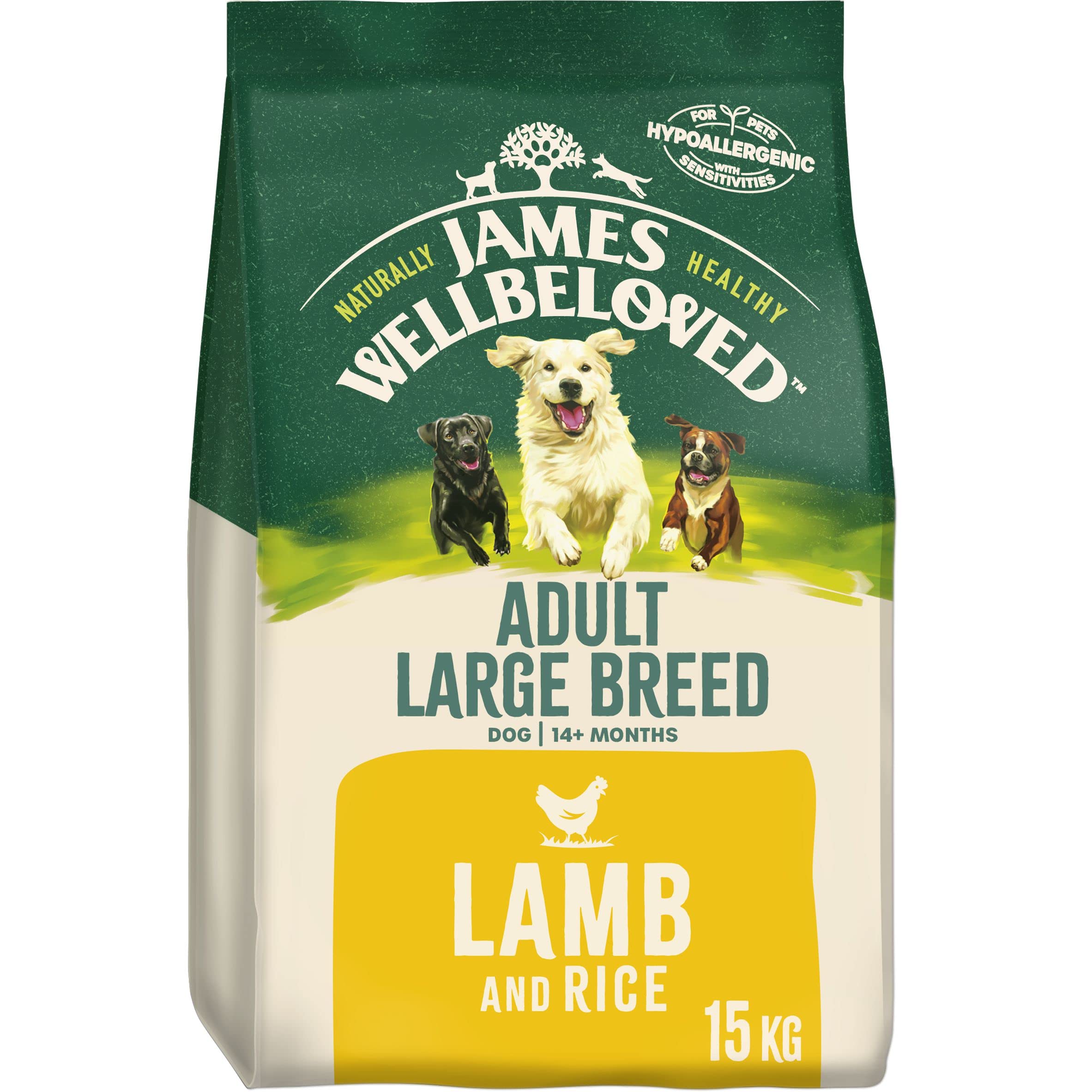 James Wellbeloved Adult Large Breed Lamb and Rice 15 kg Bag, Hypoallergenic Dry Dog Food