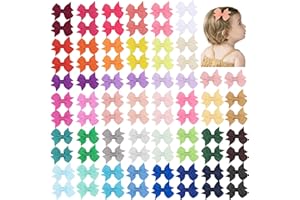 YHXX YLEN 80PCS 2 Inch Baby Hair Bows Clips for Girls Grosgrain Ribbon Fully Lined Infant Hair Clips Accessories for Baby Girls Newborns Toddler in Pairs