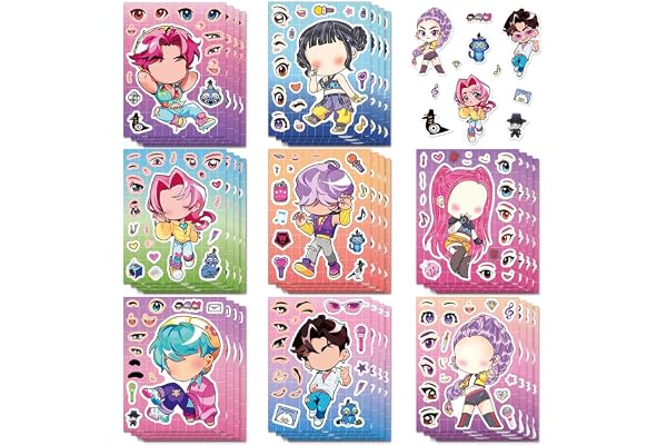 32Pcs Demon Hunters Stickers, Korean Idol DIY Dress-Up Stickers, Waterproof Vinyl Stickers for Laptop Phone Skateboard Water Bottle, Cute Korean Fashion Gift for Kpop Fans