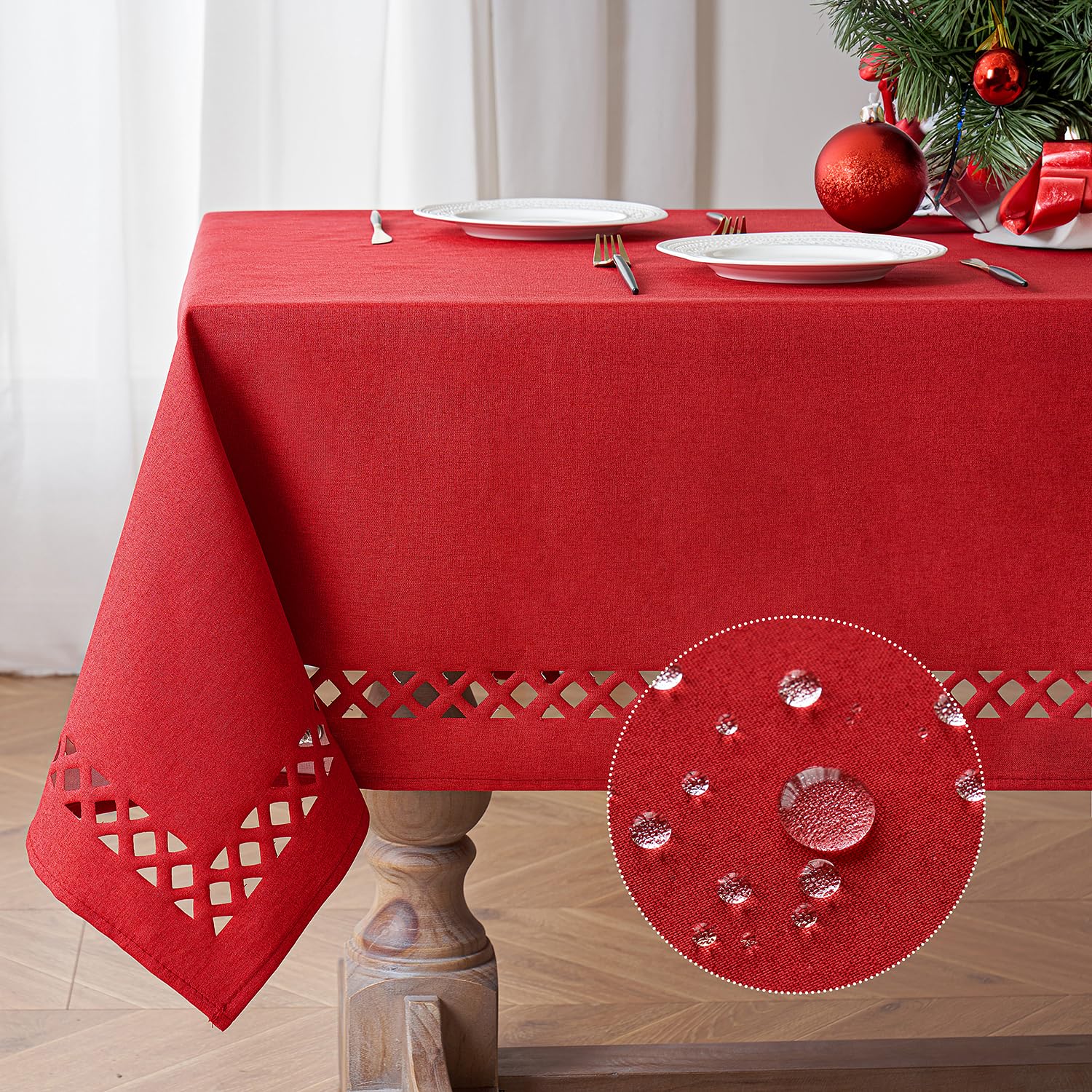 MIULEE Christmas Red Thick Polyester Linen