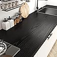 Livelynine 36 X 197 Inch Large Black Wood Contact Paper for Countertops ...