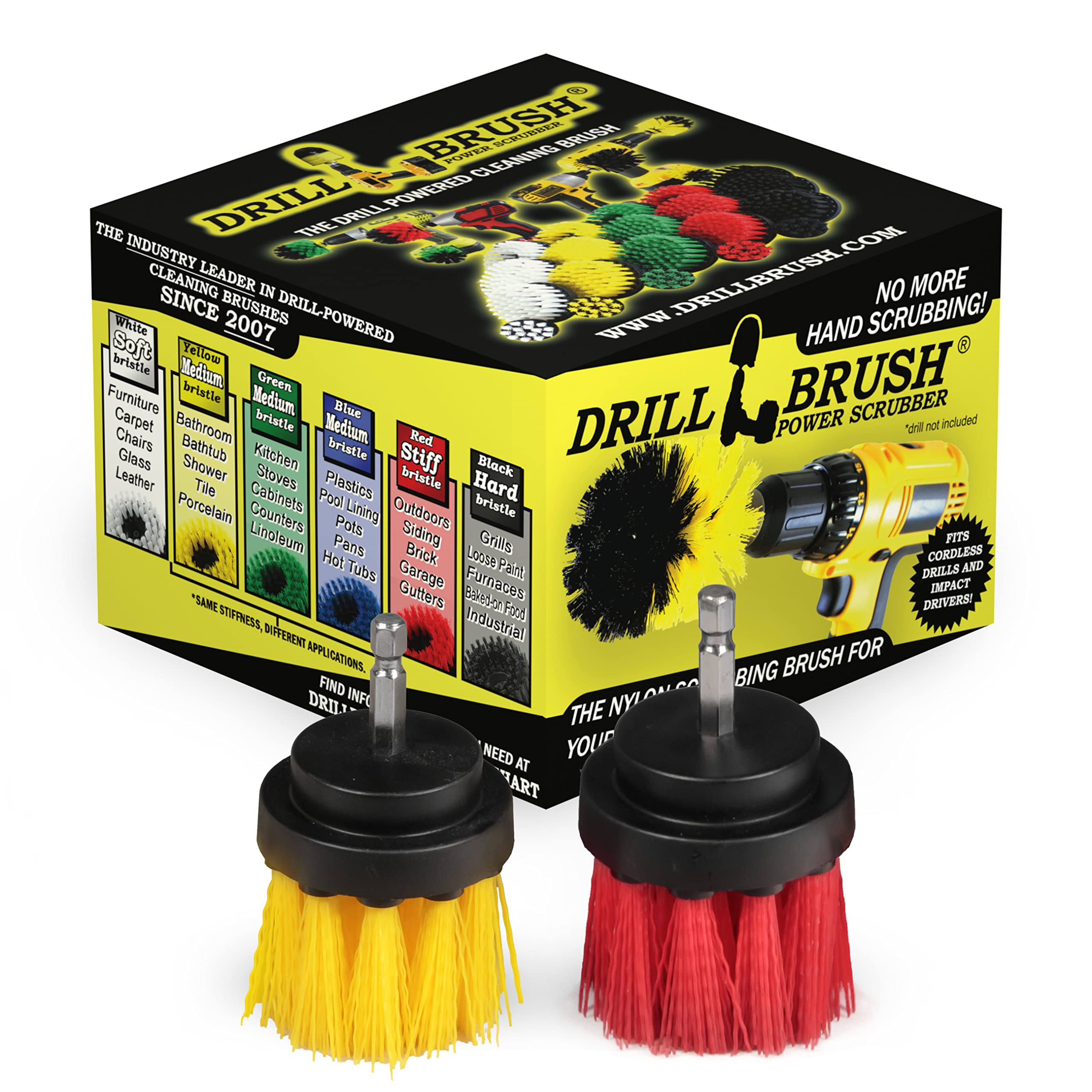 Cleaning Supplies - Drill Brush - Grout Cleaner - 2-inch Long Bristle Spin Brush Set - Bird Bath - Gnome - Scrubber - Bathroom Accessories - Shower Curtain - Bath Mat - Shower Cleaner - Rust - Calcium