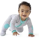 baby deedee Sleepsie Cotton Quilted Footie Pajama,Heather Gray/Teal,12-18 Months,528