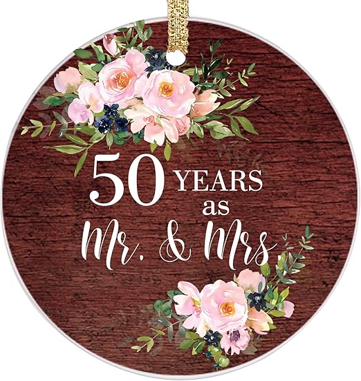 Amazon Com Prjoyint 50th Year Wedding Ornament 50th Wedding Anniversary Mr And Mrs Ornament 50 Years As Mr Mrs Home Kitchen