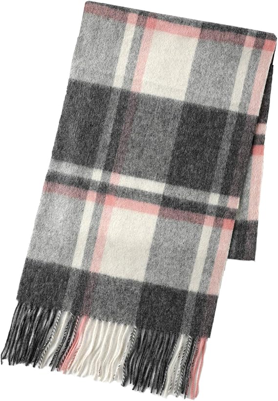 Amazon Co Jp 翎 オーストラリア産 ウール 100 マフラー レディース メンズストールストール 羊毛 スカーフ チェック 秋冬 ギフト プレゼント グレー 服 ファッション小物