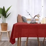 Deconovo Christmas Decorations Faux Linen Rectangle Tablecloth 51x87 Red view 2