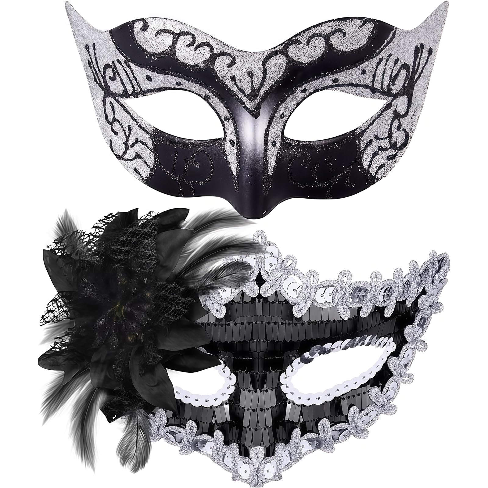 Vesavifaka Couple Masquerade Masks Set Venetian Party Mask Costume Mask for Couples Women and Men Halloween Costume Mardi Gras Mask