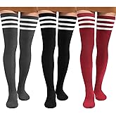 Pleneal 2/3 Pairs Thigh High Socks for Women Knit Warm Over Knee High Socks Leg Warmers Long Boot Sock