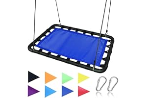 ROYAL OAK Giant Platform Tree Swing, 700 lb Weight Capacity, Durable Steel Frame, Waterproof, Adjustable Ropes, Flag Set and 2 Carabiners, Non-Stop Fun for Kids! Blue