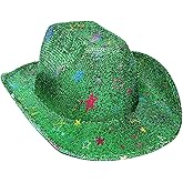Timlotti Christmas Cowboy Cowgirl Santa Hat Western Hat Gliiter Party Hat for Women and Men for Christmas Party Activity