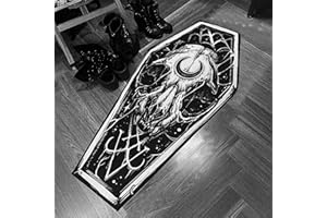 Halloween Coffin Shaped Carpet, 51“× 19” Coffin Bath Mat, Mysterious Weird Shape Carpet Gothic Rug, Non-Slip Dust-Proof, Hall