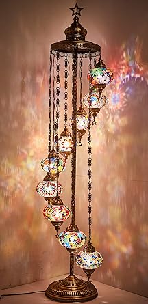 Demmex 9 Big Globes Turkish Moroccan Mosaic Floor Lamp