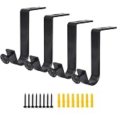 AddGrace 4 Pack Ceiling Curtain Rod Bracket for 1 Inch Drapery Rod Black | Single Holders, Heavy Duty Brackets, Minimalist, Adjustable Fixing Screw, for Living Room Bedroom, Home Decor Lovers