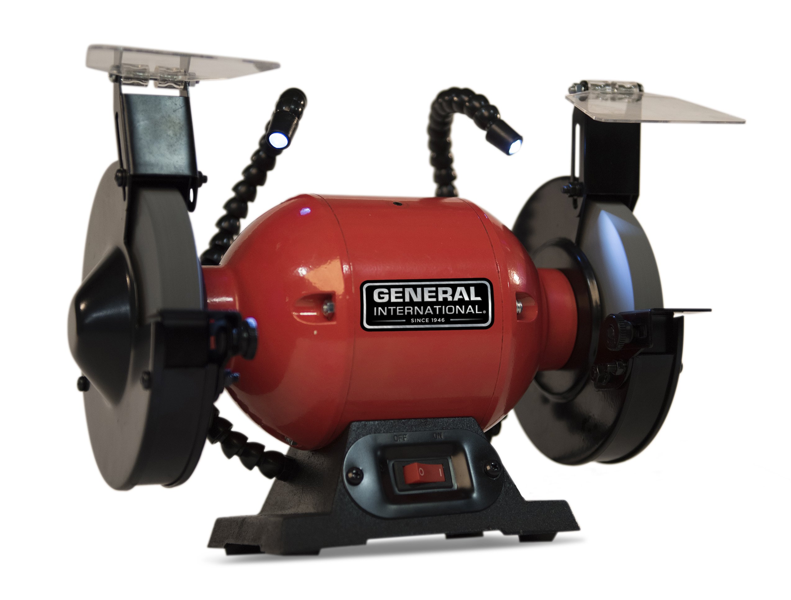 General International BG6001 6" 2A Bench Grinder, Red, Black & Gray