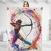 Vibrant Archery Theme Throw Blanket - Soft Plush, Lightweight, Warm, Fuzzy Anti-Pilling Flannel Blanket for Bedroom, Couch, Office, Outdoor, Home Decor 50in×60in