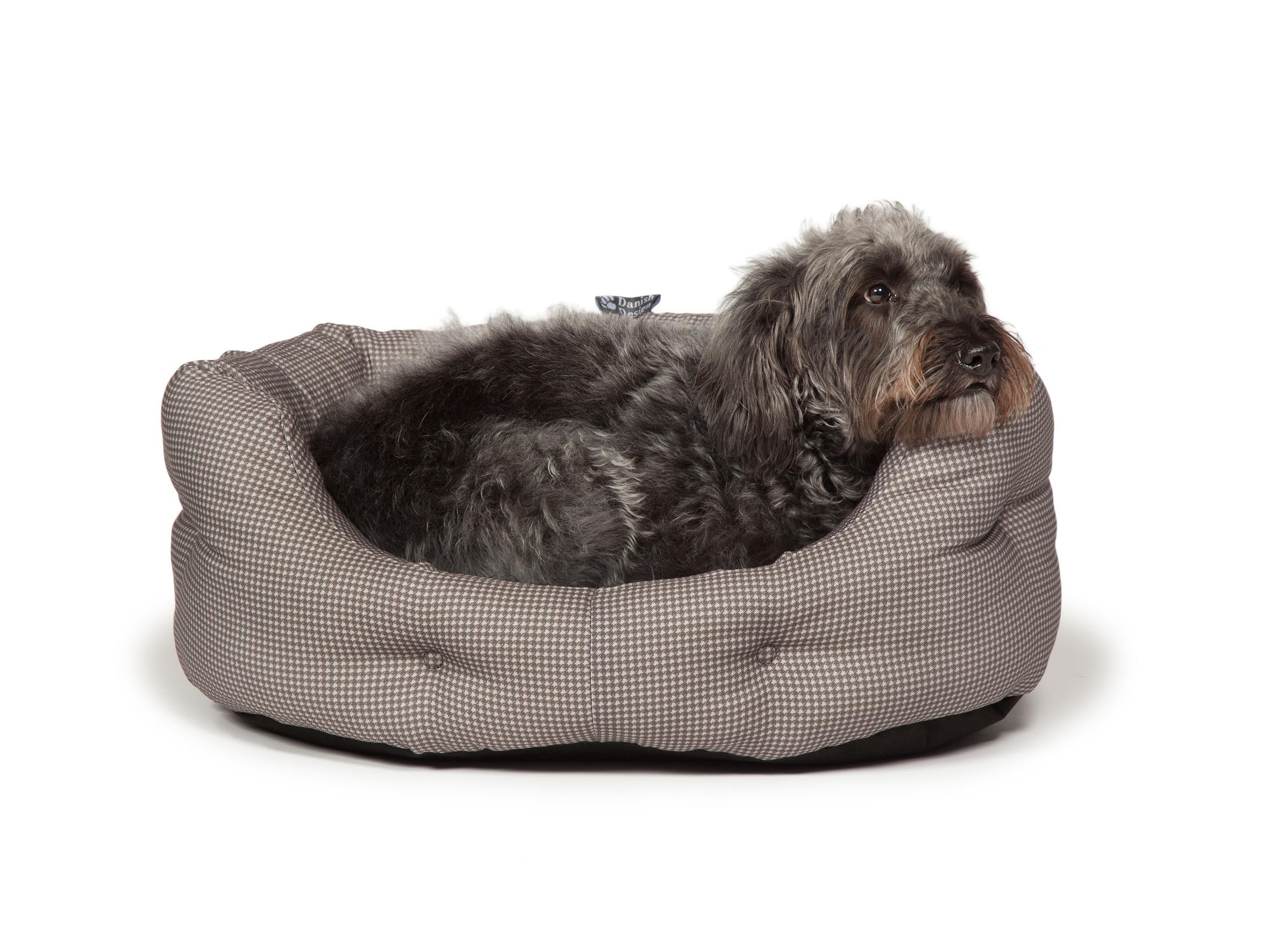 Danish Design Vintage Dogstooth Deluxe Slumber Bed 35" 89cm, grey