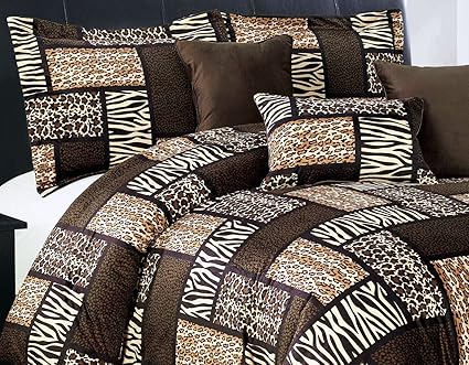 Amazon Com 7 Piece Full Safari Comforter Set Zebra Giraffe