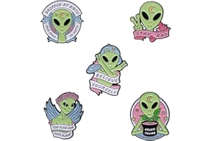 ROFARSO Cartoon Aliens Enamel Lapel Pin Set Halloween Pin, Accessory for Backpacks Clothing Bags Hats Shirts (5piccs pin set)