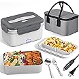 Vabaso Electric Lunch Box Food Heater, 1.8L/61oz Heated Lunch Box for Adults Work/Home Car/Truck, 100W Food Warmer Heating Lunch Box, 12V/24V/110V
