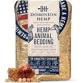 Dominion Hemp Premium Hemp Bedding for Chicken Coops 285L - 30lbs, 1-Pack | Ultra-absorbent USA hemp bedding for chicken coops and small pets, low dust, reduces odor, and keeps habitats clean and dry.