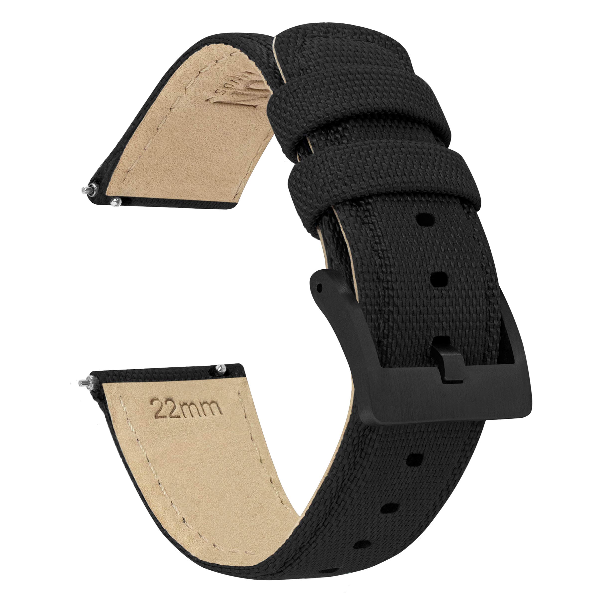 22mm Black - BARTON Sailcloth Quick Release - Black Buckle - Premium Nylon Weave