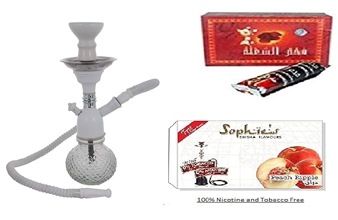 JaipurCrafts Premium Combo of 12 inch Bombino Glass, Iron Hookah, 10 Hookah Disk and Premium Hookah Flavor(100% Nicotine and Tobacco Free)