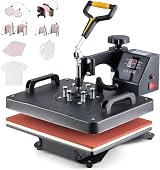 CREWORKS 30x38cm 8-in-1 Swing Away Heat Press 1250W T-Shirt Mug Cap Plate