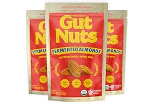 Gut Nuts - Fermented and Sprouted "Sourdough" Almonds for Gut Health - Tangy, Umami, & Salty Flavors - Super Crunchy Low Carb Keto Snacks - Low Sugar Prebiotic & Postbiotic Almond Snacks - 3oz Pouch (3 Pack) - by Philosopher Foods