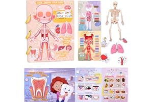 Tichgeim Human Anatomy Body for Kids Montessori Busy Book for Toddler 3-5 2023 Newest Themes Kindergarten Learning Education Toys