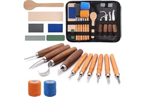 VIBRATITE Wood Carving Kit - 19 PCS Wood Carving Tools Set Hand Wood Carving Knife Wood Spoon Carving Blanks Wood Whittling Kit for Beginners Kids Adults Woodworking DIY