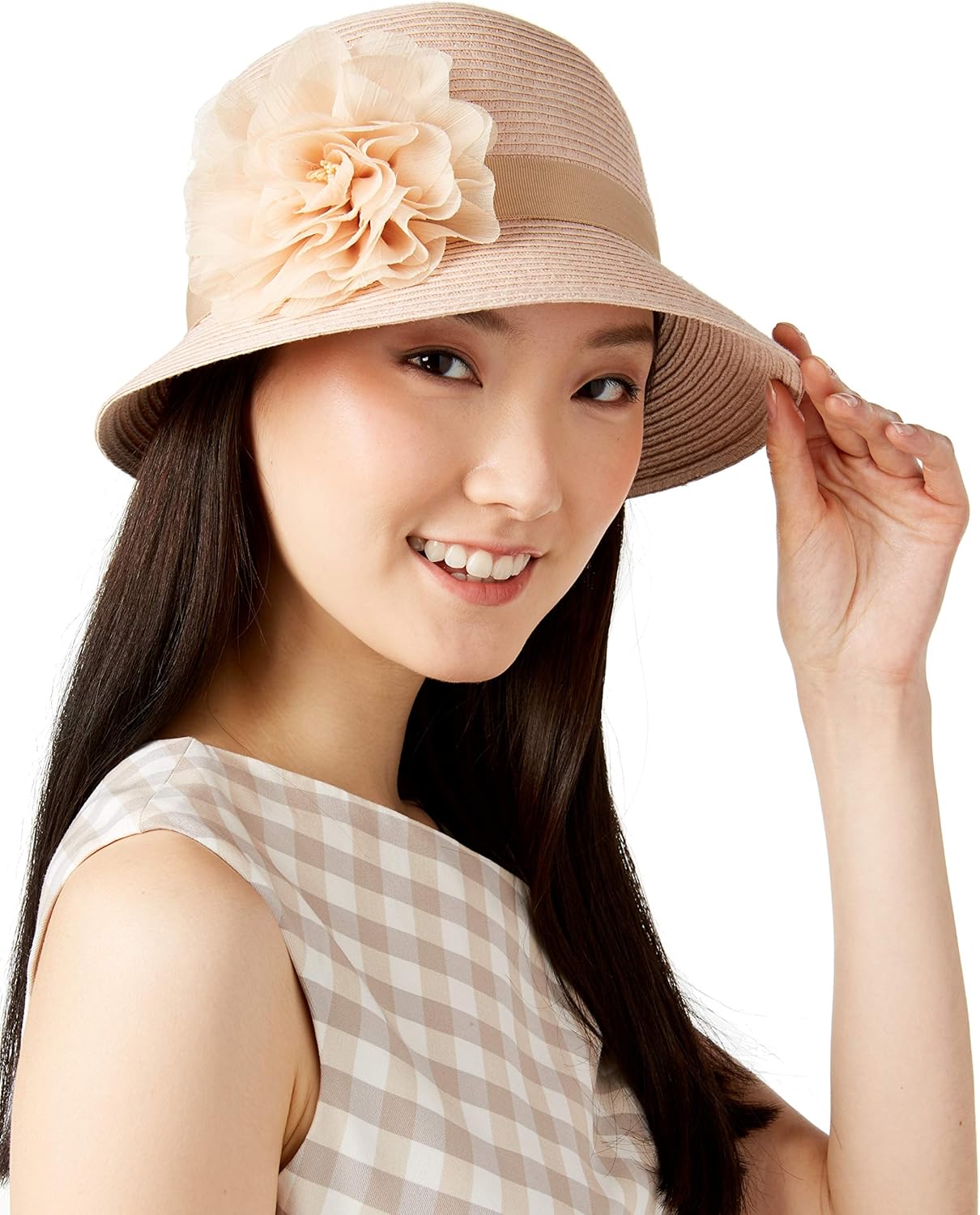 white cloche hat