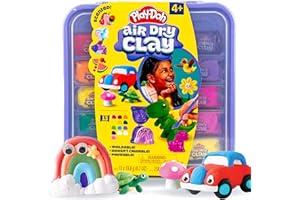 Play-Doh Étui en argile séchée à l'air libre, lot de variétés parfumées, 13 argiles séchées à l'air, moules amusants, yeux mo