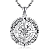 YAFEINI Compass Necklace 925 Sterling Silver Compass Pendant Necklace Graduation Jewelry for Men Father Husband