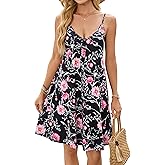 ENMAIN Womens Sundress Summer Spaghetti Strap Button Down Sleeveless Causal Beach Vacation Cover Ups Dress with Pocket