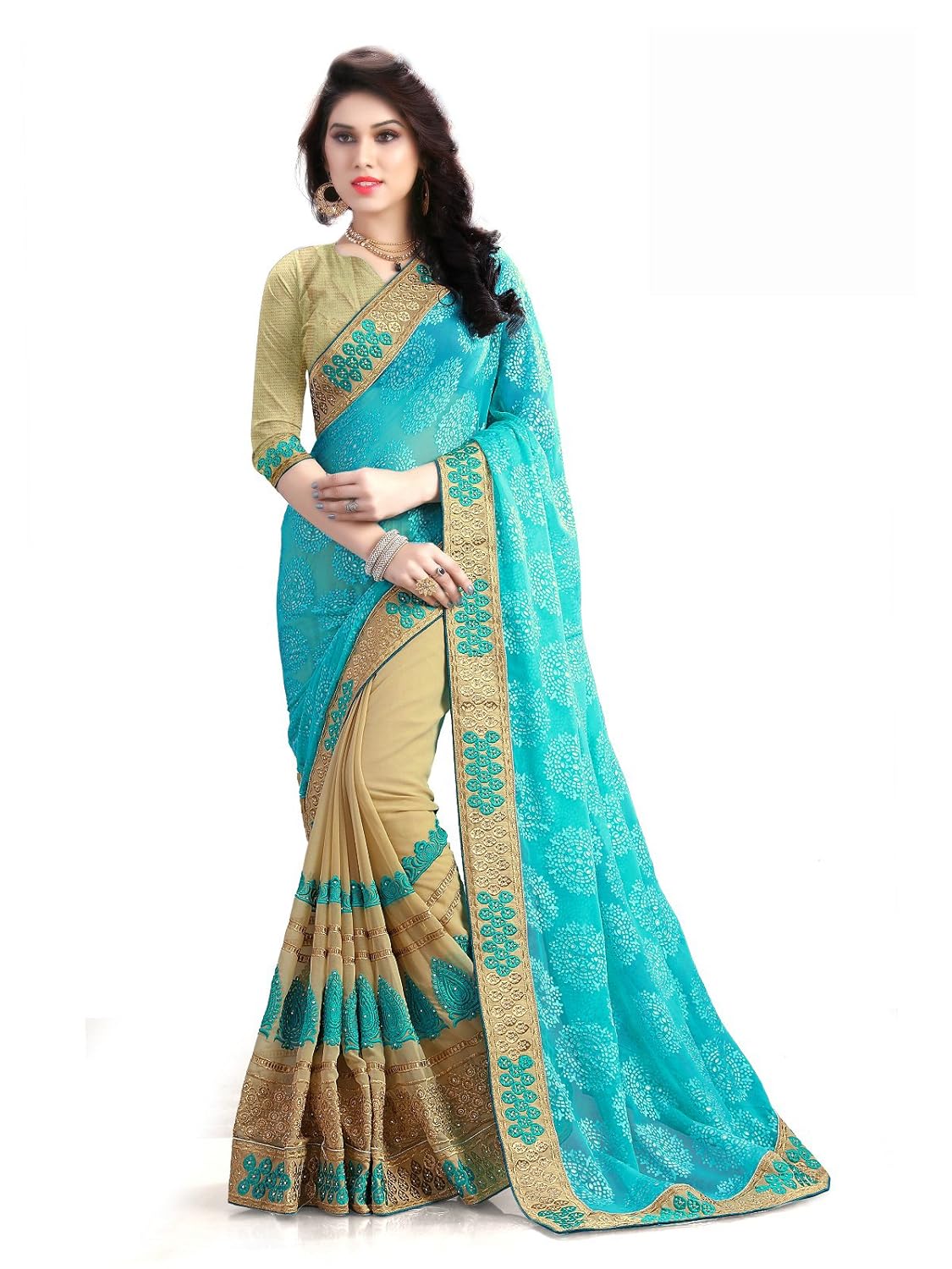Women's Banarasi Georgette Saree With Blouse Piece