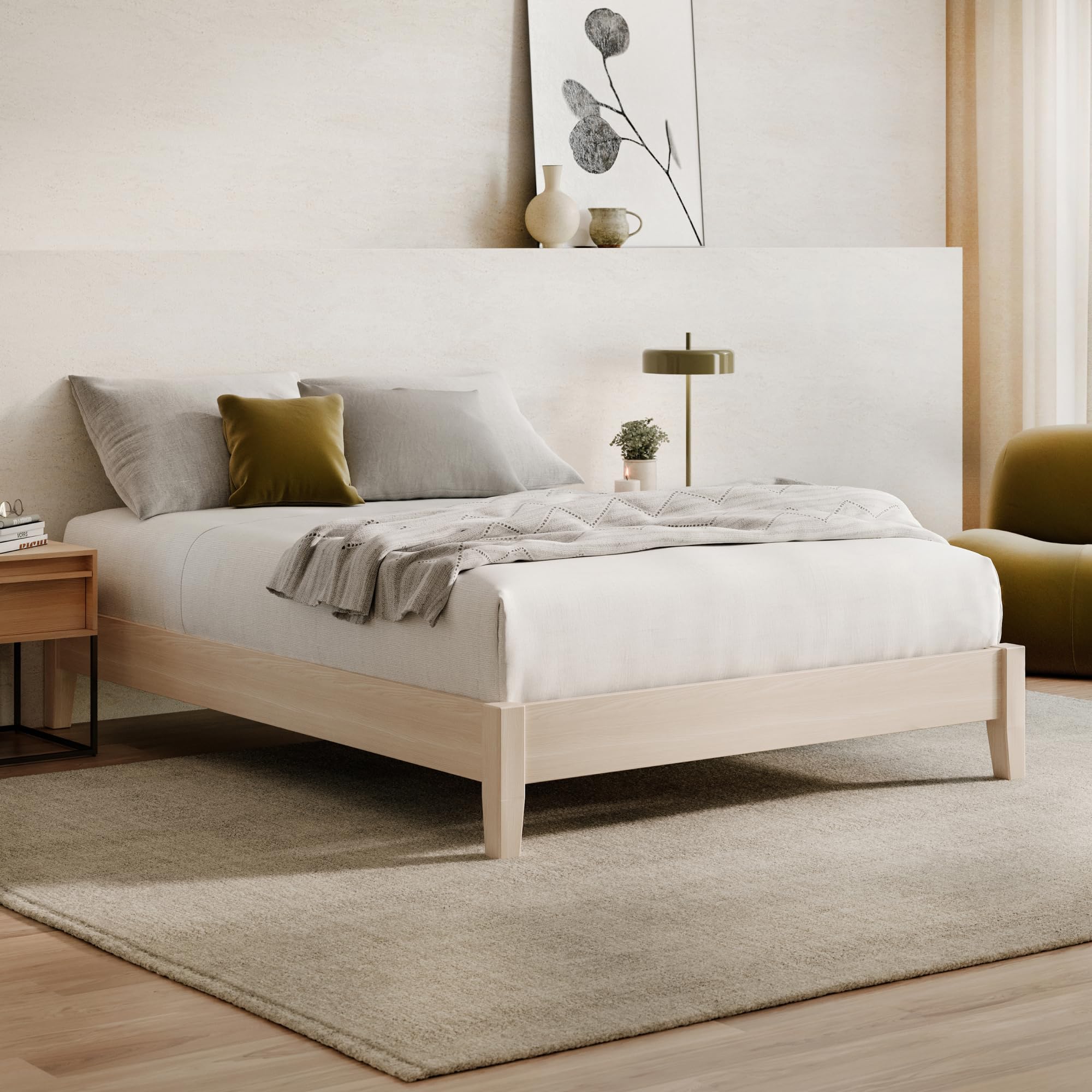 Photo 1 of Nectar Premier Wood Platform Queen Bed Frame - Natural - 12” Height - Contemporary and Durable - Sturdy Wooden Slats for Support - Easy Assembly - Holds Up to 800 Pounds
