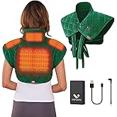 Vofuoti Portable Heating Pad for Neck and Shoulders, Cordless Heating Pad with 10000mAh Battery and 3 Heat Settings, Weighted Electric Heated Neck Shoulder Wrap, 16'' x 22'', 2.2lbs