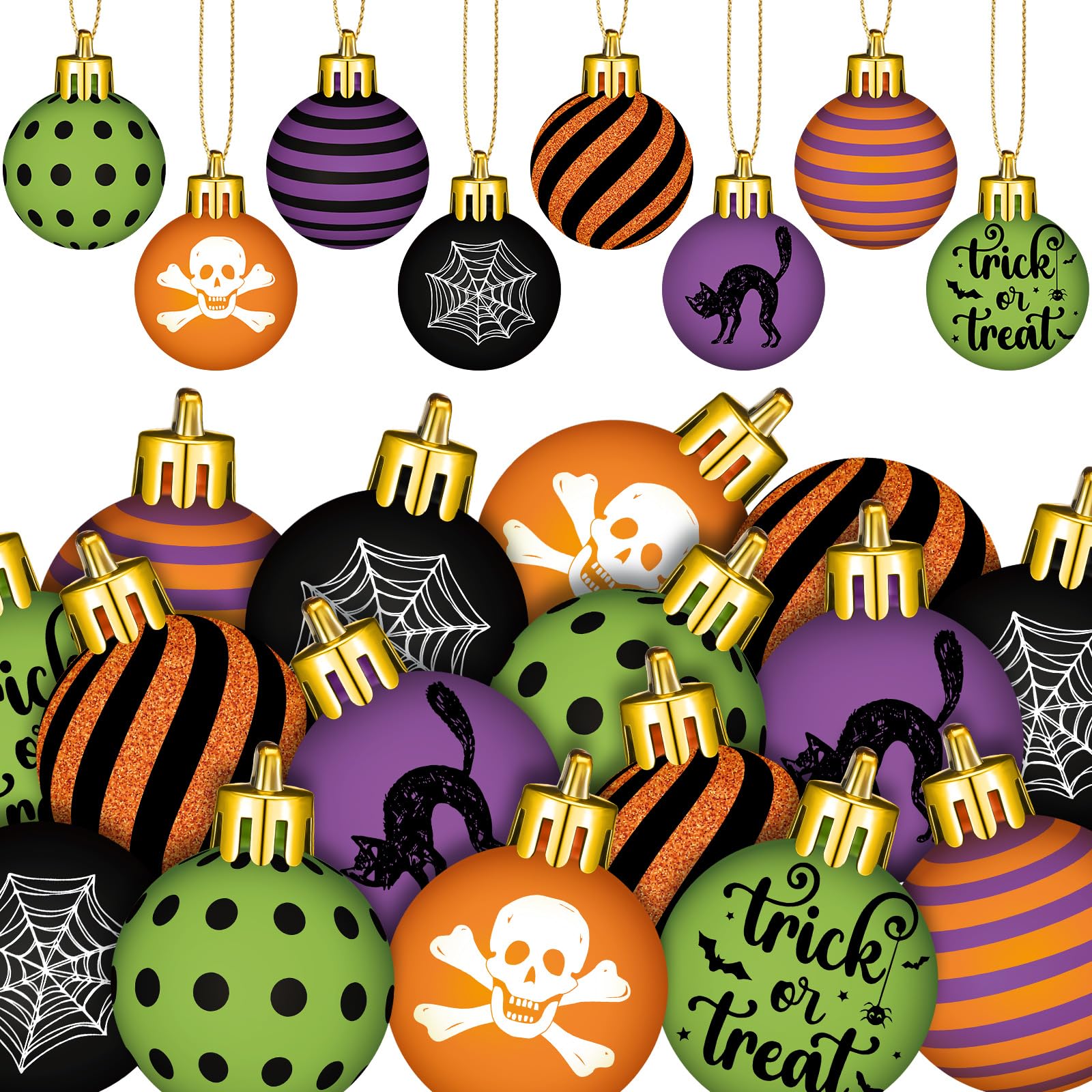 Photo 1 of Libima 40 Pcs 1.18 Inch Halloween Tree Ornaments Plastic Hanging Ball Ornaments Bat Web Decorations Small Halloween Tree Balls for Home Office Holiday Party Decorations(Spider)