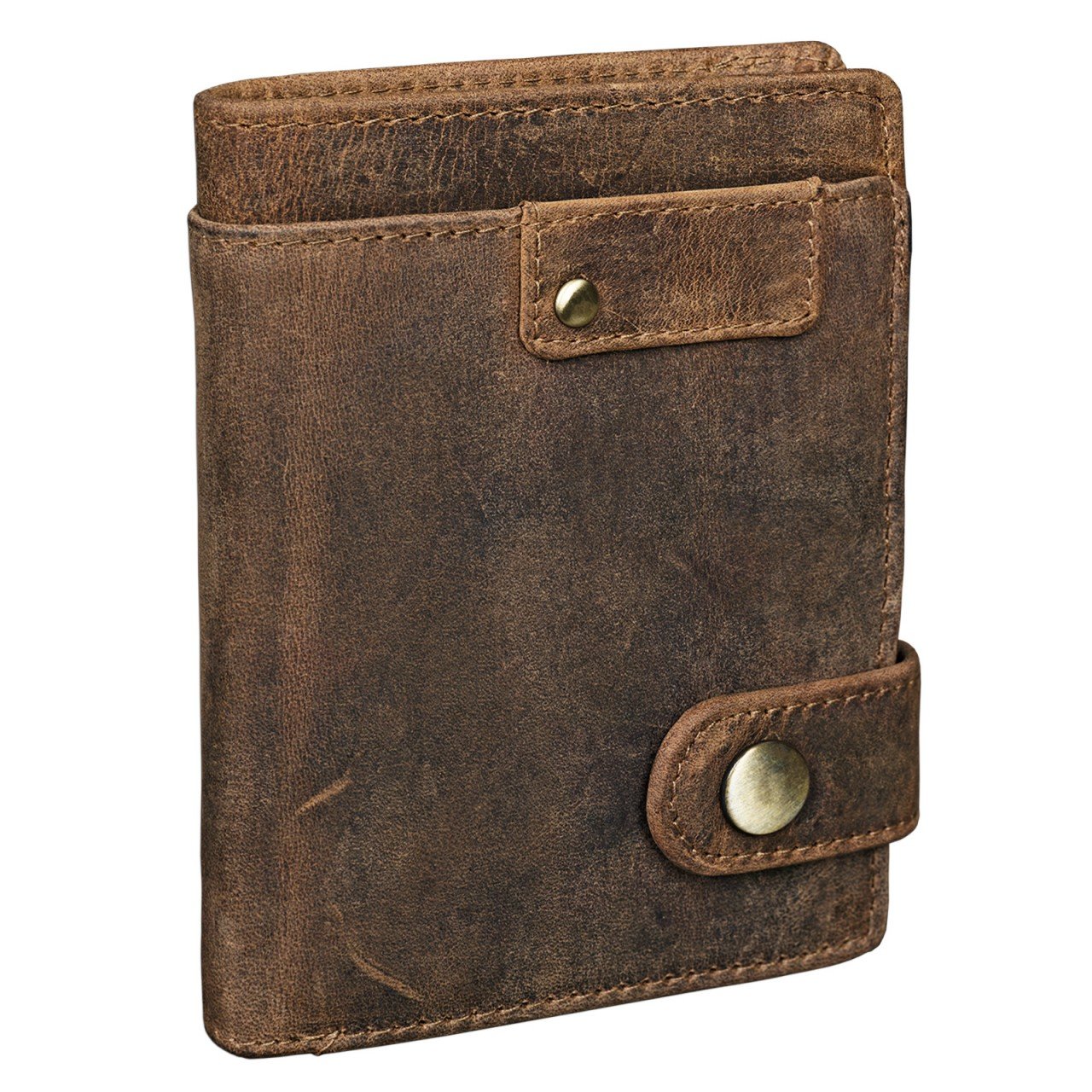 STILORD "Milo" Vintage Leather Wallet Brown for Men / 9 x Credit Card Holder/Vertical/Sophisticated Look Cow Hide Leather Colour:Middle Brown