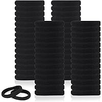 Ceecysaa 60Pcs Elastic Hair Ties, No Damage Ponytail Holder, Pain-Free Hair Accessories for Women & Men, Seamless Thick Black