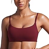 CRZ YOGA Butterbreeze Scoop Neck Sports Bras for Women - Spaghetti Straps Wireless Workout Padded Gym Cami Top