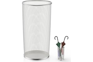 DUNCHATY 19.5" H Mesh Umbrella Stand - Ventilated Mesh Umbrella Holder for Entryway - Extra Capacity Storage for Umbrellas - Canes & More - Freestanding Indoor Organizer - 10.4" L x 10.4" W x 19.5" H - Silver