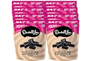 Darrell Lea Soft Australian Licorice, Non-GMO, No Palm Oil, Plant Based, No High Fructose Corn Syrup, Soft & Chewy Licorice Candy, Made in Australia (Original Black, 7 Ounce (Pack of 8))