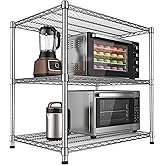 24"Depth Metal Wire Shelving Unit Storage Shelves Adjustable Kitchen shelf Microwave Stand Sturdy Steel Bakers Rack Standing Organizer 1650LBS for Commercial Pantry Garage Factory industrial warehouse