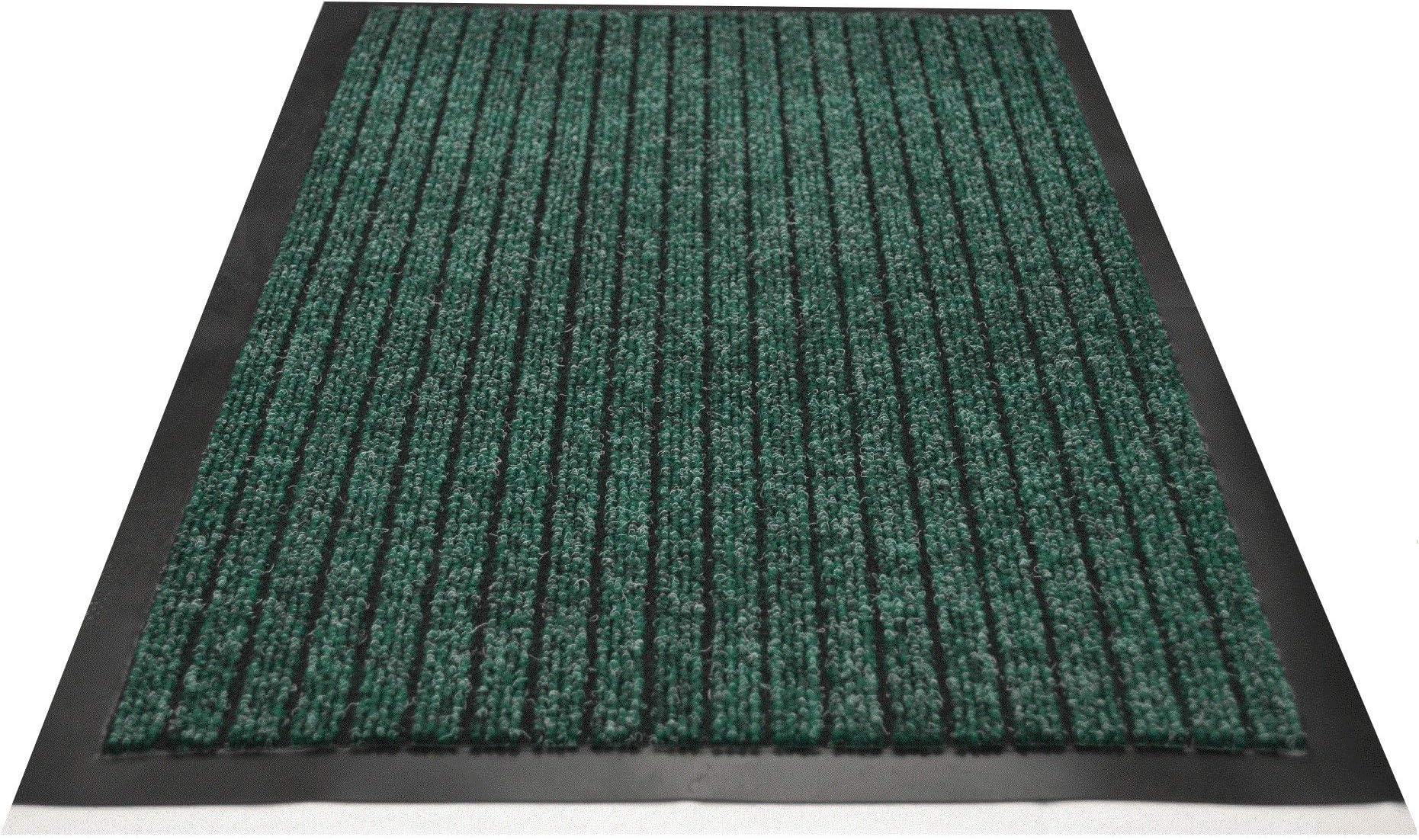 Green Ribbed Mats Small Large Size Heavy Duty Mat Rubber Back PVC Barrier Doormats (40X60cm)