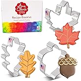 Fall Leaves Cookie Cutters 3-Pc. Set Made in USA by Ann Clark, Acorn, Maple Leaf, Oak Leaf
